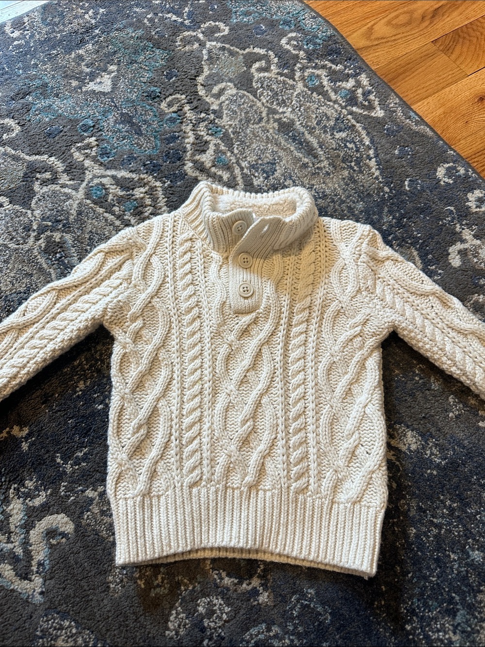GAP Cream Cable-Knit Button-Neck Sweater